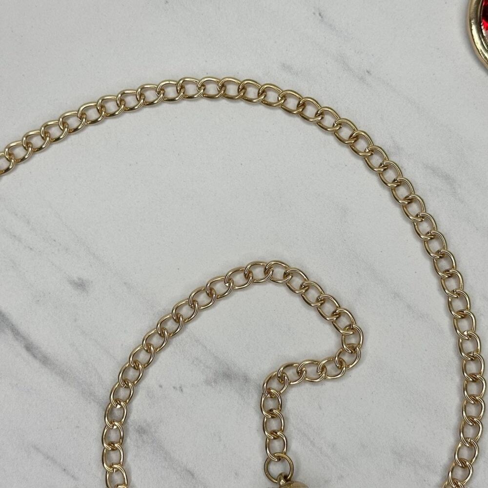 Chunky Red Rhinestone Chain Link Belt One Size (OS) ✨ - Picture 9 of 10
